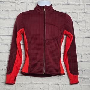 Nike Jacket Womens Size Small Sphere Thermal Burgandy Orange Full Zip
